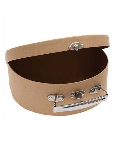 Valise en carton semi-circulaire à décorer 20x15x7cm