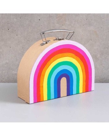 Valise en carton semi-circulaire à décorer 20x15x7cm