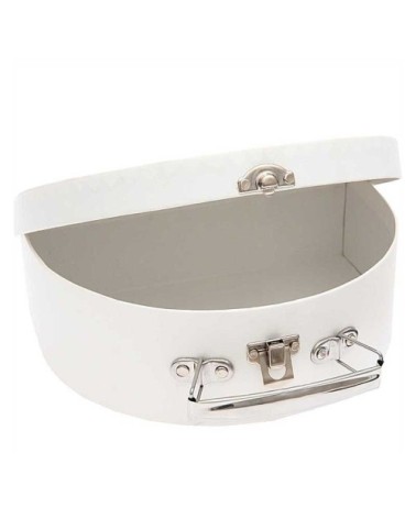 Grande valise en carton semi-circulaire blanche à décorer 20x15x7cm