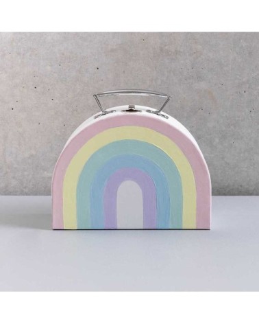 Grande valise en carton semi-circulaire blanche à décorer 20x15x7cm