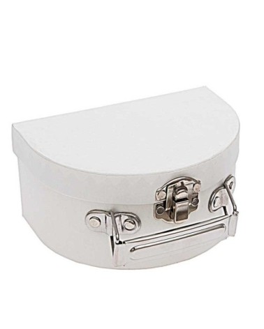 Petite valise en carton semi-circulaire blanche à décorer 12x9x6cm