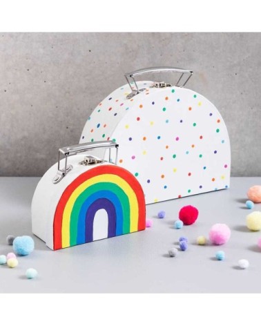 Petite valise en carton semi-circulaire blanche à décorer 12x9x6cm