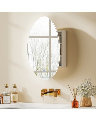 Armoire murale salle de bain avec miroir et led verre trempé blanc