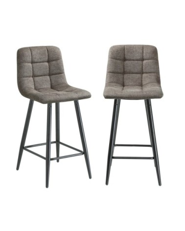 Tabourets rembourrés en lot de 2 en tissu chiné h94 cm - marron