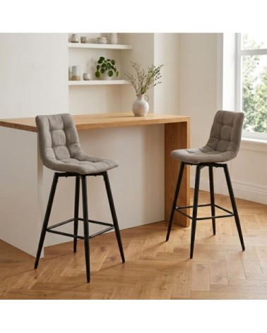 Tabourets rembourrés en lot de 2 en tissu chiné h94 cm - marron