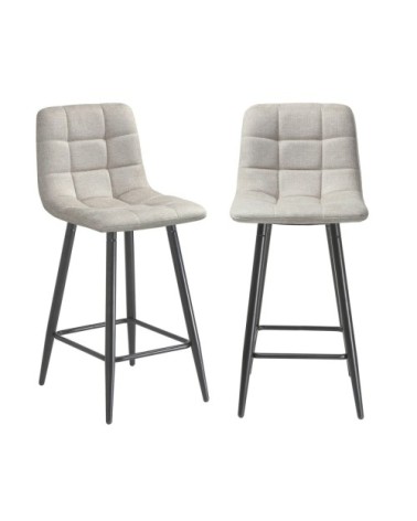 Tabourets rembourrés en lot de 2 en tissu chiné h94 cm - beige