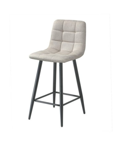 Tabourets rembourrés en lot de 2 en tissu chiné h94 cm - beige