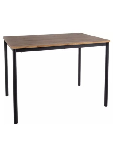 Table de salle à manger et compacte en chêne avec pieds noirs 110cm