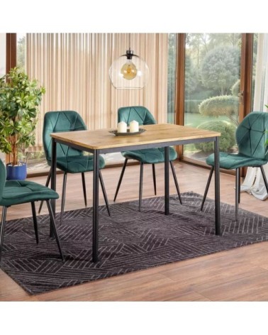 Table de salle à manger et compacte en chêne avec pieds noirs 110cm