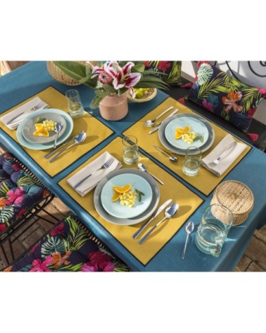 Lot de 4 sets de table jaune en lin 35x48