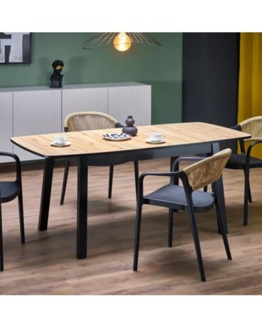Table à manger rectangulaire extensible avec plateau chêne artisanal