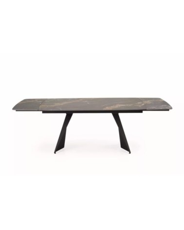 Table à manger extensible en acier fritté aspect marbre noir 165-240cm