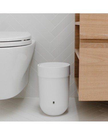 Poubelle touch plastique blanc