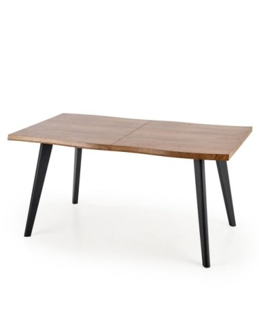 Table à manger extensible aspect chêne et pieds bois noir 150-210cm