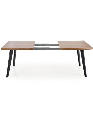 Table à manger extensible aspect chêne et pieds bois noir 150-210cm
