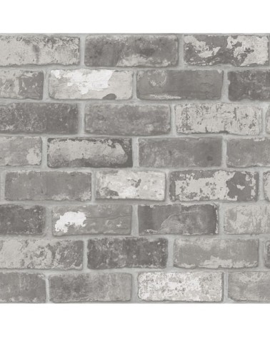 Papier peint intissé mur briques loft gris 1005x52cm