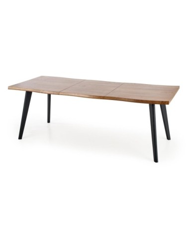 Table à manger extensible aspect chêne et pieds bois noir 150-210cm