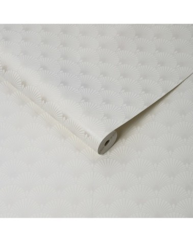 Papier peint intissé Gatsby art déco écailles blanc or 1005x52cm