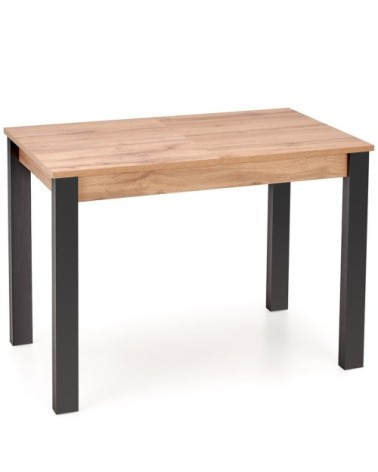 Table à manger extensible couleur chêne avec pieds noirs 100-135cm