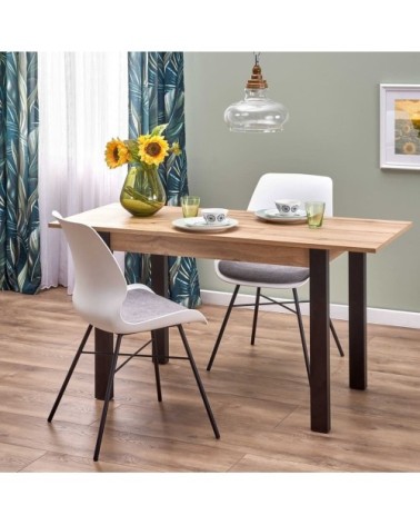 Table à manger extensible couleur chêne avec pieds noirs 100-135cm