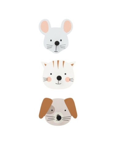 Lot de 3 patères animaux