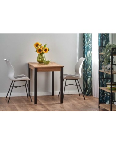 Table à manger extensible couleur chêne avec pieds noirs 100-135cm