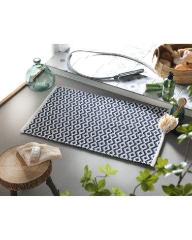 Tapis de bain bleu 50x80 en coton