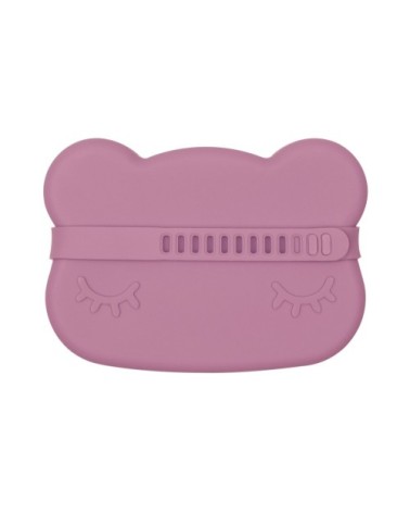 Boîte à goûter en silicone ours  Vieux rose