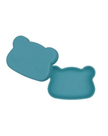 Boîte à goûter en silicone ours  Bleu