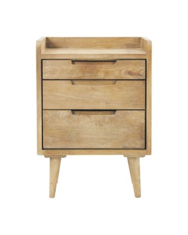 Table de chevet vintage 3 tiroirs en manguier