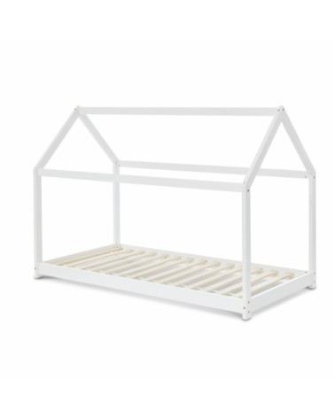 Lit enfant cabane bois massif en pin naturel blanc