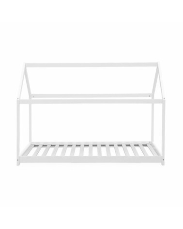 Lit enfant cabane bois massif en pin naturel blanc