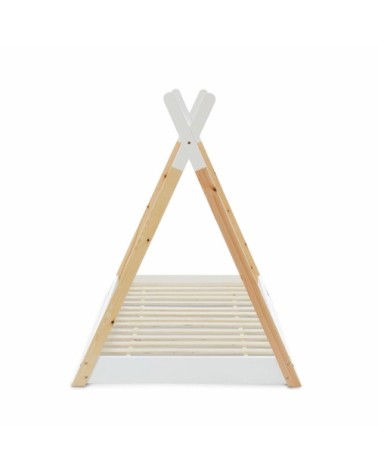 Lit enfant tipi en bois massif pin naturel blanc