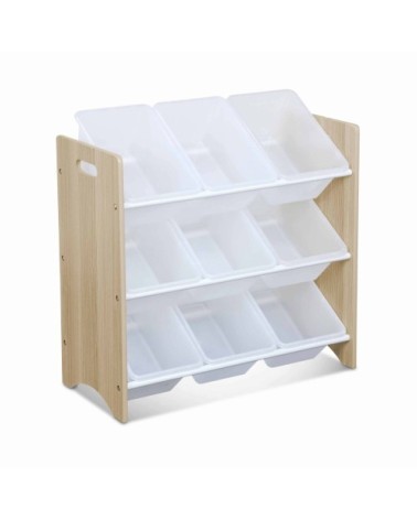 Meuble de rangement enfant avec 9 casiers en bois massif naturel blanc