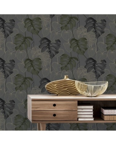 Papier peint intissé paradiso feuillage gris 1005x52cm