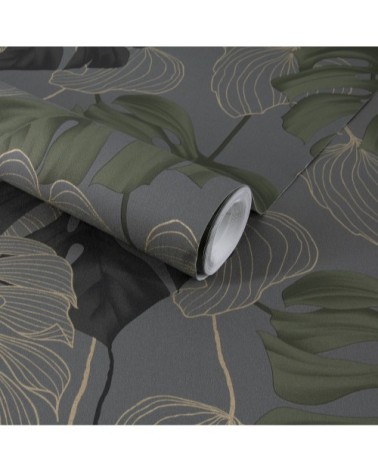 Papier peint intissé paradiso feuillage gris 1005x52cm