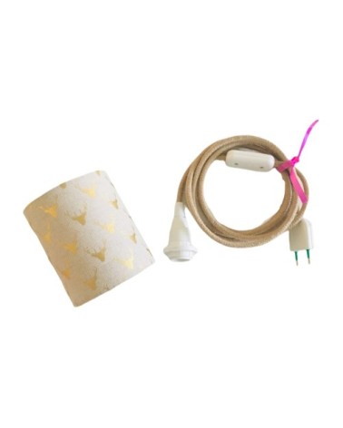 Lampe baladeuse cerf doré cordon jute