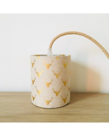 Lampe baladeuse cerf doré cordon jute