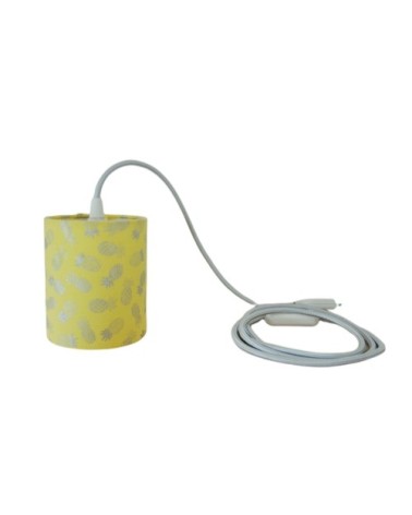 Lampe baladeuse jaune ananas argenté cordon argenté