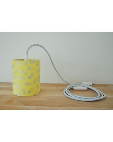 Lampe baladeuse jaune ananas argenté cordon argenté