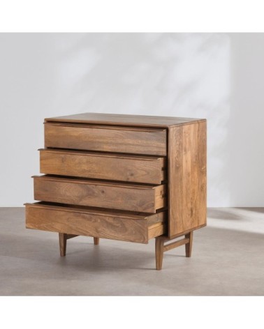 Commode 4 tiroirs en bois de manguier L86