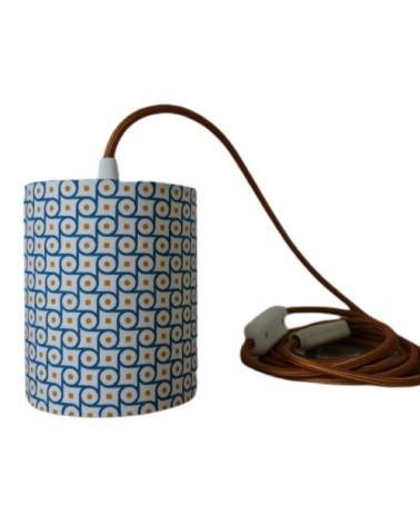 Lampe baladeuse engrenage bleu cordon marron whiskey