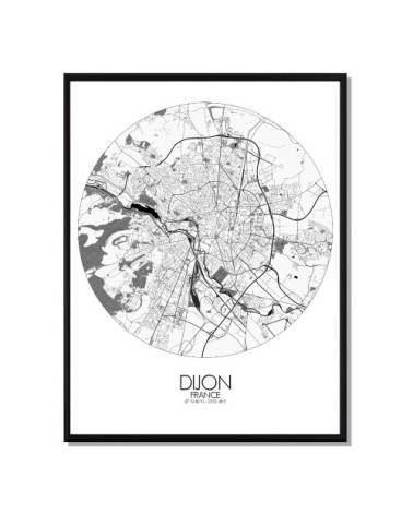 Affiche Dijon Carte ronde 40x50