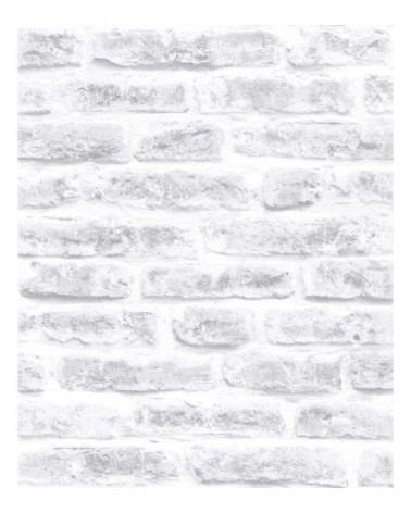 Papier peint intissé industriel briques loft blanc 1005x52cm