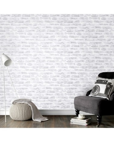 Papier peint intissé industriel briques loft blanc 1005x52cm