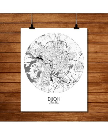 Affiche Dijon Carte ronde 40x50
