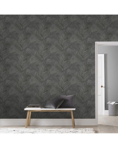 Papier peint intissé feuilles d'été gris 1005x52cm