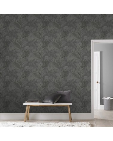 Papier peint intissé feuilles d'été gris 1005x52cm