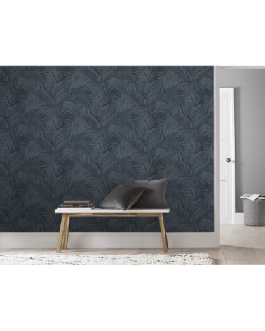 Papier peint intissé feuilles d'été bleu 1005x52cm