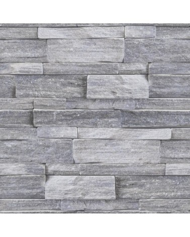 Papier peint intissé mur d'ardoises vinyle grainé gris 1005x52cm